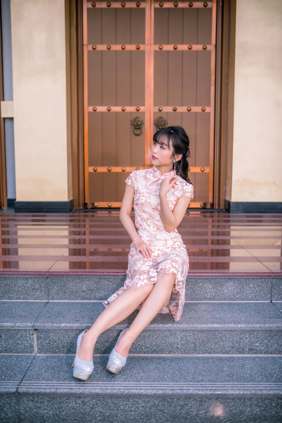 [Mzsock] NO.188 Yu Chen cheongsam high heels beautiful legs street photography#[88P]-8