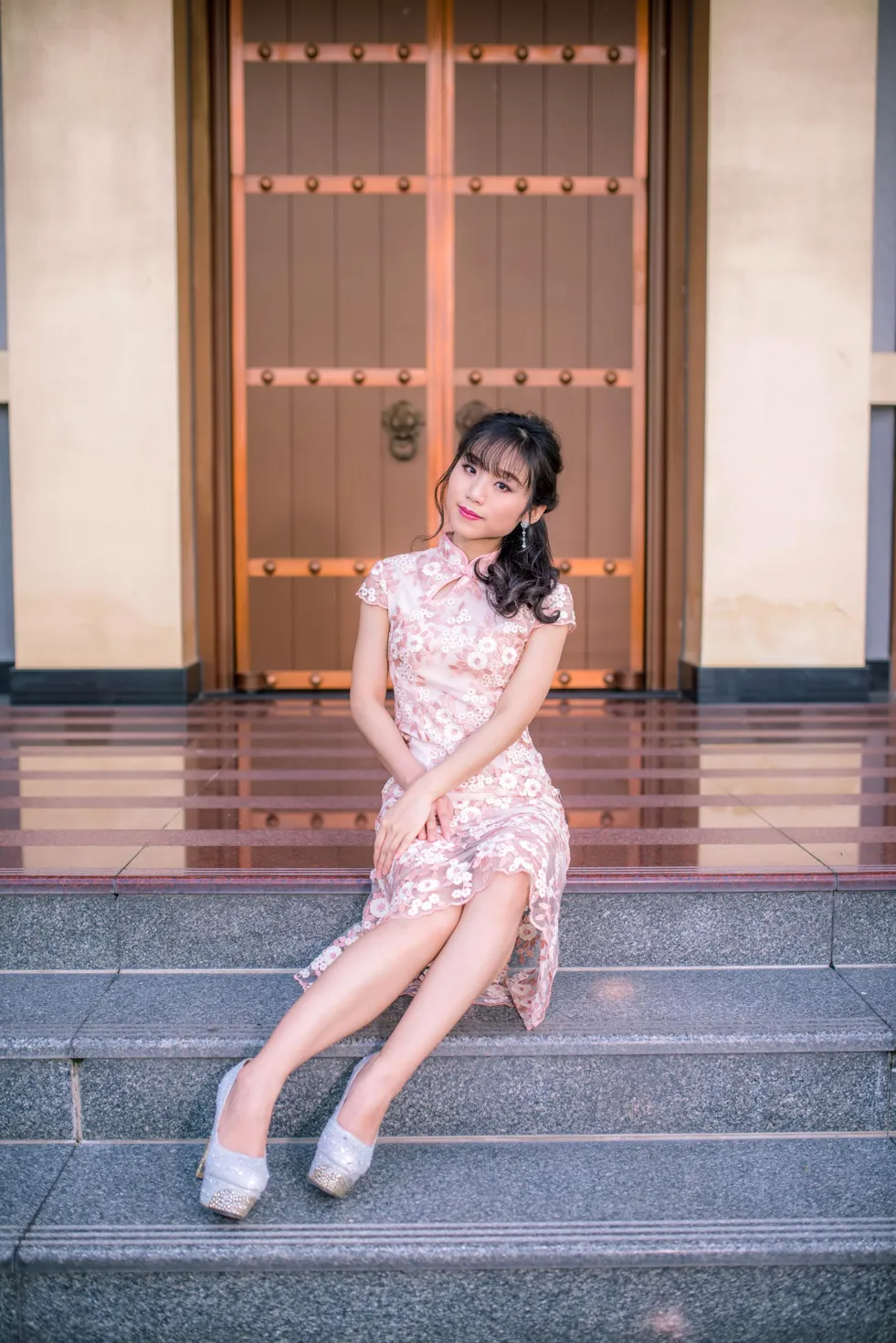 [Mzsock] NO.188 Yu Chen cheongsam high heels beautiful legs street photography#[88P]-1