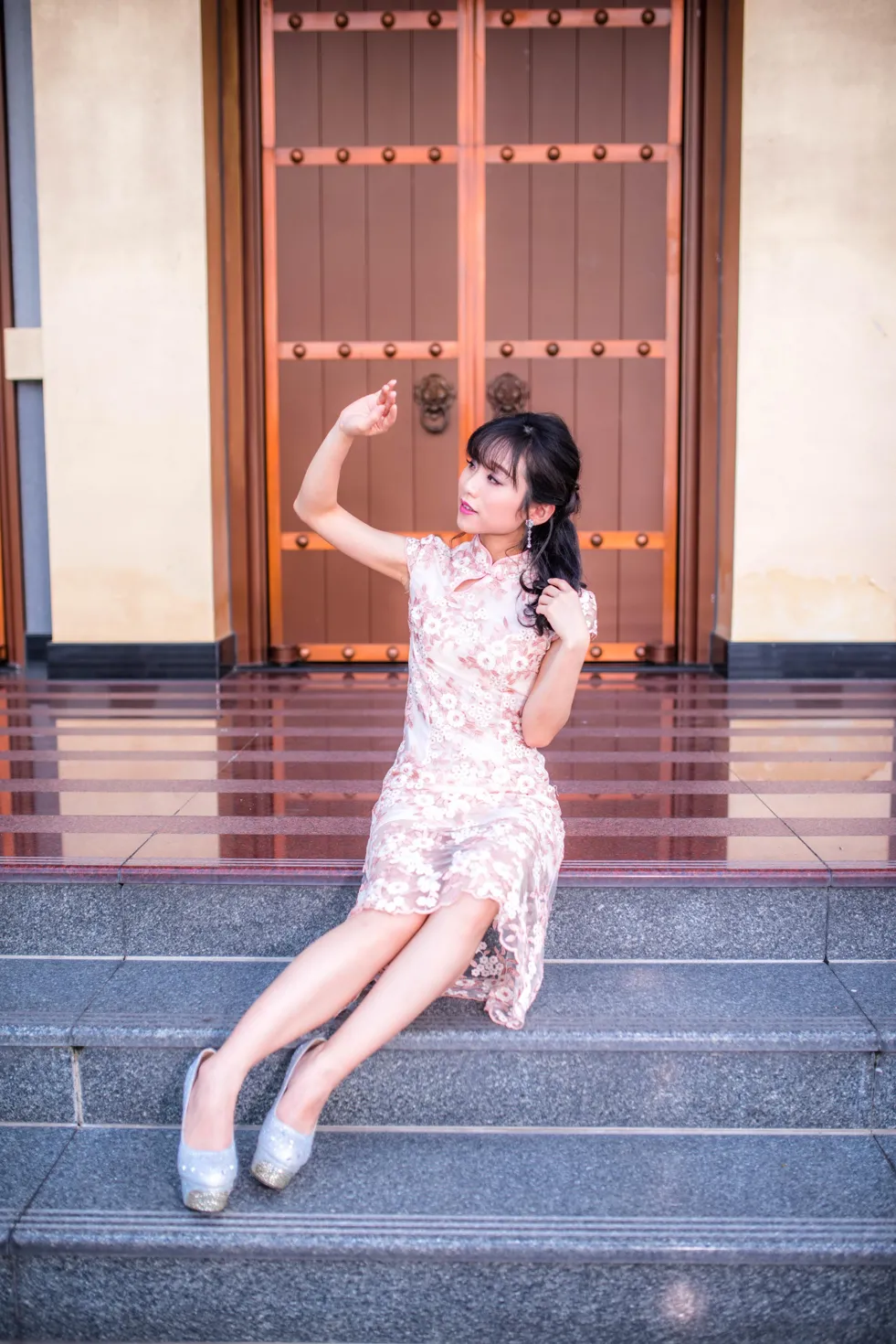 [Mzsock] NO.188 Yu Chen cheongsam high heels beautiful legs street photography#[88P]-8